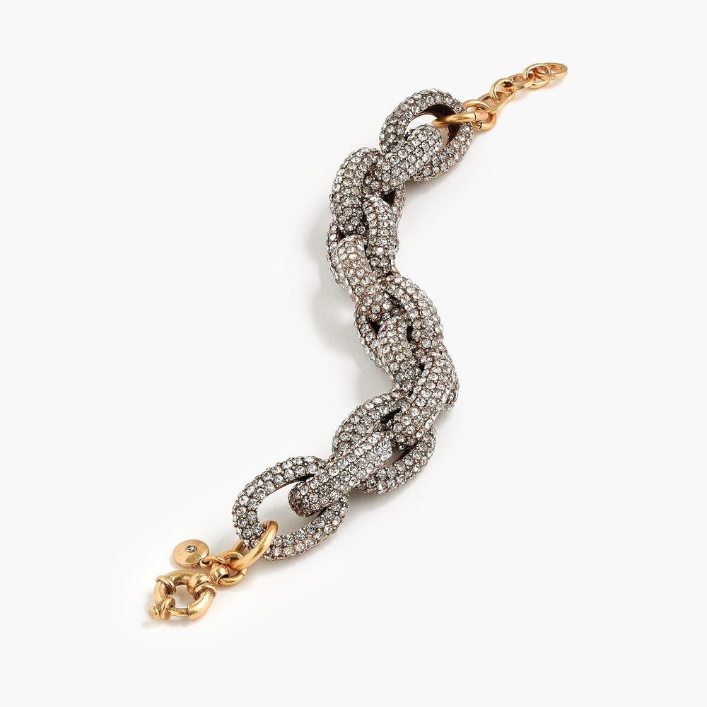 J Crew Gold Crystal Pave Oval Link Bracelet